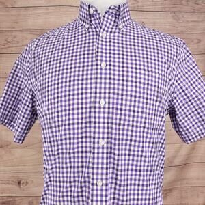 Jos. A. Bank Traveler Tailored Fit Shirt Medium Purple Short Sleeve Button Up